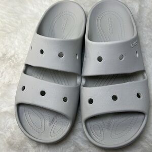 CROCS Classic Two Strap Slides Sandal Summer Gray Comfort‎ Beach Pool M 10 W 12